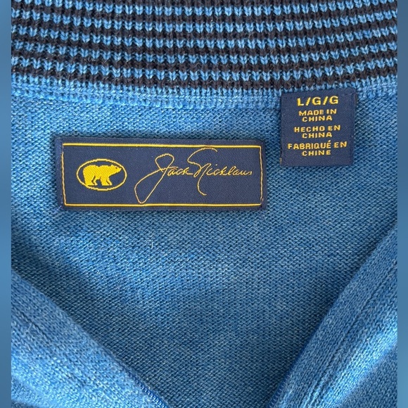 Jack Nicklaus Men's Size Large Golf Sweater Vest 1/4 Zip Pullover Bear Logo Blue - Picture 8 of 10